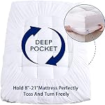 Mattress Topper Short Queen RV Size, Cooling Extra Thick Breathable Viscose Made from Bamboo Mattress pad, Soft Quilted Fitted Mattress Cover with 1000 GSM Down Alternative Fill (8-21”Deep Pocket)