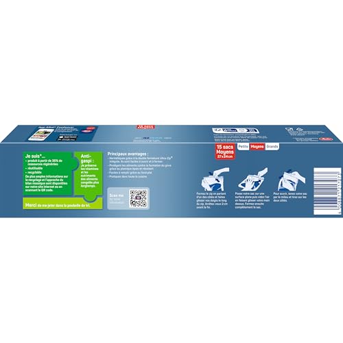 ALBAL Sacs Congélation Ultra Zip (15 x 3 L), Fermeture Zip, Sachets alimentaire résistants pour conserver et congeler – vue 2