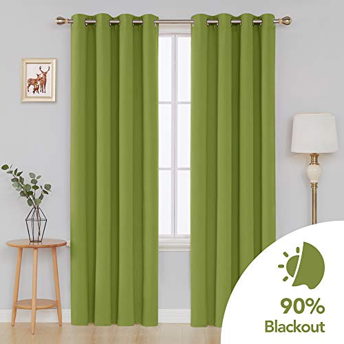 Image of Deconovo Blackout Curtain Room Darkening Panel for Bedroom or Living Room Grommet Thermal Insulated Lighting Reduce Drape 52 x 84 Inch Lime Green 1 Panel