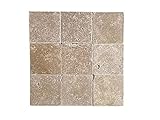 Noce 4x4 Tumbled Travertine Floor Backsplash 9 Piece Pack Brown