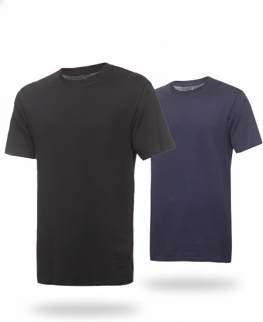Men's 100% Cotton Crew Neck T-Shirt Classic Fit Plain Breathable & Soft Short Sleeve Tee
