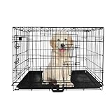 Holywarm Dog Crate Metal Dog Cage, 36 inch Medium Dog Crate Foldable Pet Cage with Leak-Proof and Removable Tray, Easy to Clean (91cm L x 56cm W x 61cm H) - Image 1