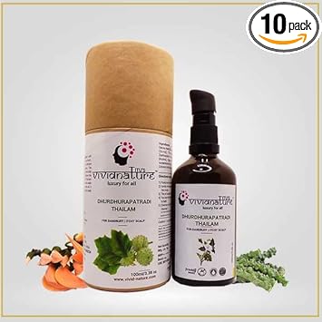 Vivid Natures Dhurdhurapatradi thailam | Best for Dandruff | 100% text based formula | Pure & authentic ingredients | Best for itchy scalp & healthy hair (100ml)