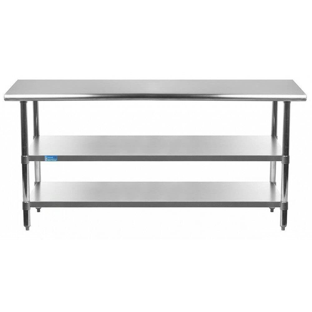 AmGood Stainless Steel Work Table with 2 Shelves Metal Utility Table (Stainless