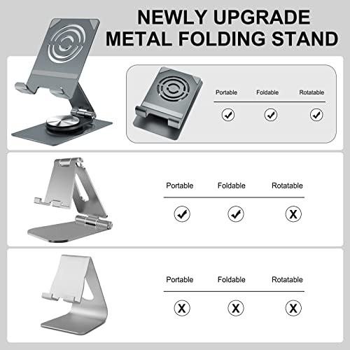 Miady Cell Phone Stand For Desk, 360° Rotating Dock Tablet Stand, Adjustable Thick Phone Case Stand Compatible With All Mobile Phone, Iphone 14 13 Pro Max Mini, Ipad, Tablet 4-11'' #TOP2