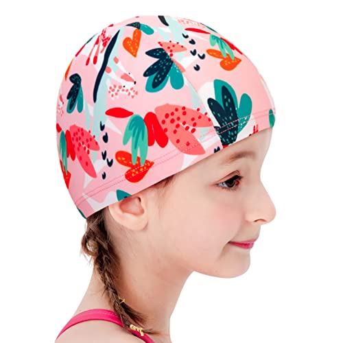 Girls Swim Cap Bathing Cap Ear Protection Shower Cap Breathable Polyester Swimming Hat Diving Hat for Girls Age 3-10 Years Swim Pool Beach Surfing - Image 3