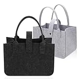 LCFVOFU 2 Stück Filztaschen Shopper, Wiederverwendbar Filz Shopping Bag, 30 x 20 x 18 cm Filztasche Klein Geeignet für Einkaufen Pendeln Aufbewahrung Schule (Schwarz, Grau)