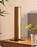 EDISHINE LED Table Lamp, Small Wood Bedside Lamp with 3 Color Temperature, Stepless Dimmable & Memory Function, Touch Control Square Nightstand Lamp for Bedroom, Living Room, One-Step Installation