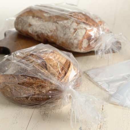 Miniatura 2 de Bolsas de pan  Bolsas de polietileno transparentes de alta densidad estilo fuelle de 8 x 4 x 18 pulgadas  Paquete de 100 con 100 lazos para pan