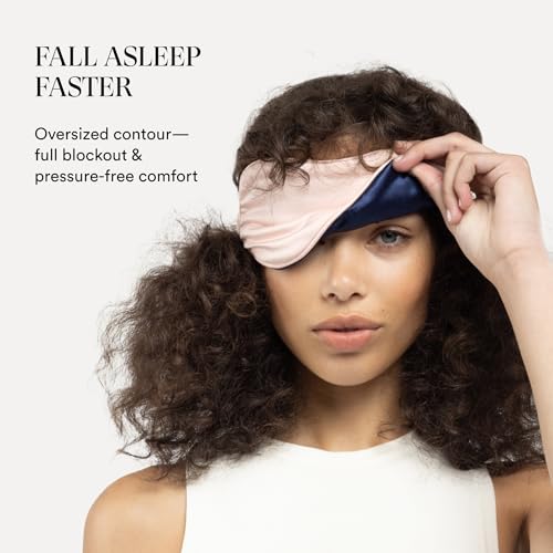 Image of Clementine Mulberry Silk Sleep Mask | Full Blackout Contoured Eye Mask for Sleeping | Organic & Non-Toxic | Oversized Night Blindfold | Hypoallergenic & Frizz-Free Eye Cover for Deep Sleep