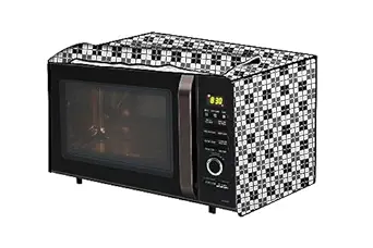 The Furnishing Tree PVC Waterproof Microwave Oven Cover Compatible for LG 20 L Grill MH2044DB Checkered Pattern Black