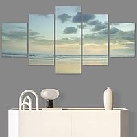 SIGNWIN 5 Panel Canvas Wall Art Modern Art Coastal Colorful Multicolor Photography Romantics Sunset for Home Decorations Ready to Hang - 60