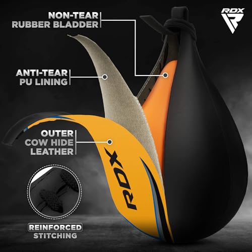RDX Rindsleder MMA Boxsack Birnen Birne Geschwindigkeit Doppel End Kugel Schnelle Speed Bag Training Fitnessstudio, gelb