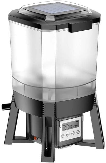 Automatic Fish Feeder, Solar Powered & Rechargeable, 6L Capacity, Waterproof, Programmable Timer for Aquarium Pond with LCD Display