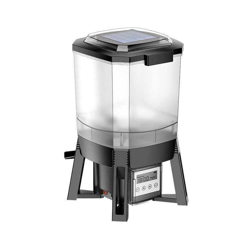 Alimentador automático de peces, temporizador programable, alimentado por energía solar, recargable, capacidad de 6 litros, impermeable, pantalla LCD para acuario y estanque