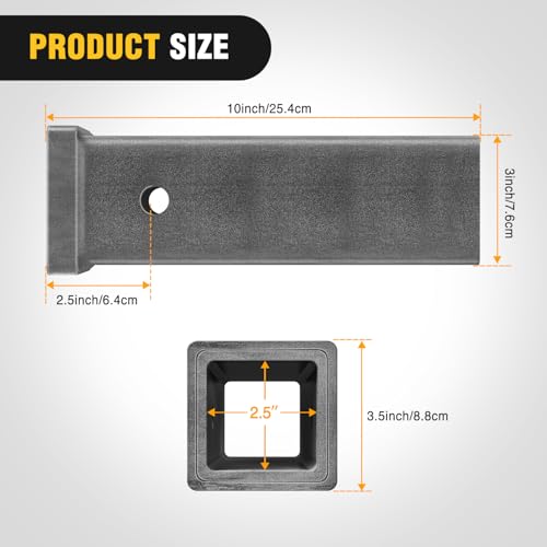 Image of Nilight Hitch Adapter 2.5 inch x 10 inch Combo Bar Trailer Receiver Tube Weld-on Raw Steel Hitch Bar
