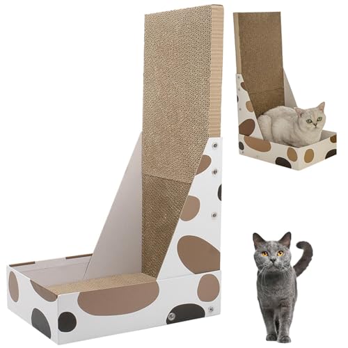 Lifetips シャルトリュー Chartreux 猫用爪とぎ L字型 ダンボール ハウス型 爪とぎベッド ソファ風 キャットスクラッチャー 垂直水平兼用 多頭飼い対応 おしゃれ 丈夫 インテリア馴染む 2カラー ストレス解消 運動不足予防 長持ち 丸型