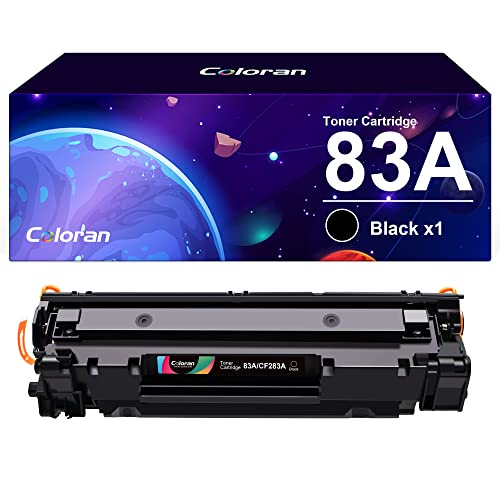 خرطوشة حبر 83A CF283A من كولوران متوافقة مع طابعة اتش بي 83A لطابعة اتش بي ليزر جيت برو MFP M127fw MFP M125nw M125a M127fn M127fs M225dn M225dw Pro M201dw M201n (أسود، عبوة من 1 قطعة)