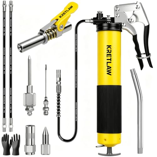 KRETLAW Grease Gun, 7000 PSI Heavy Duty Professional Pistol ...