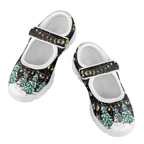 chaqlin Christmas Sneaker Mary Jane for Kids Slip On Casual Outdoor School Sports Shoes Lightweight Flat Walking Sneaker