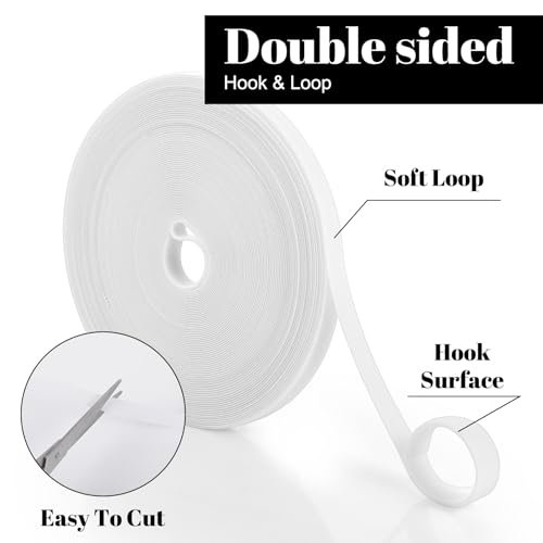 Image of Qianyu Double-Sided Hook and Loop Straps 1 /2 Inch x 66ft Adjustable Reusable Cord Straps Cable Ties Self-Gripping Bundling Strap Multi-Purpose Wrap Fasteners for Home Office Wire Bundling