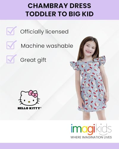 Hello Kitty Girls Chambray Dress Toddler to Big Kid Sizes (2T - 14-16)2