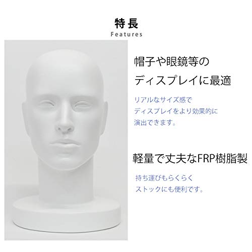 Amazon.co.jp: マネキンヘッド メンズ FRP樹脂製 ホワイト HD-18