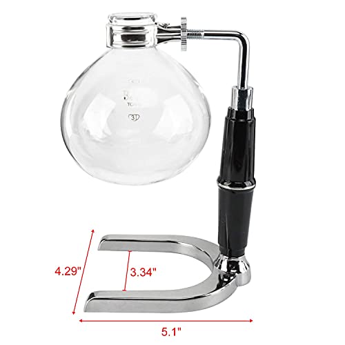 Amarine Made 5-Cup Coffee Syphon Tabletop Siphon (Syphon) Gravity Coffee Maker Glass Siphon Vacuum Coffee Maker, 16 Ounce, Clear With Alcohol Burner #TOP5