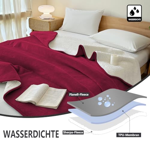 NSNLGSGC Waterproof Blanket for Bed Intimacy, Love Splash Blankets for Couples, Squirt Blanket for Adults, Water Proof Flannel Blanket,Up to 60 oz (Queen 80x90, Red)