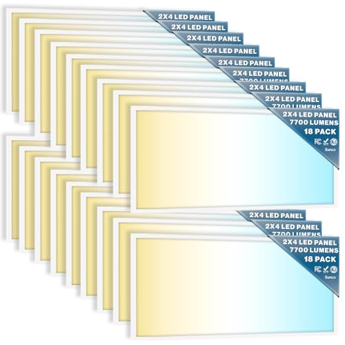 Sunco 18 Pack 2x4 LED Flat Panel Light Drop Ceiling