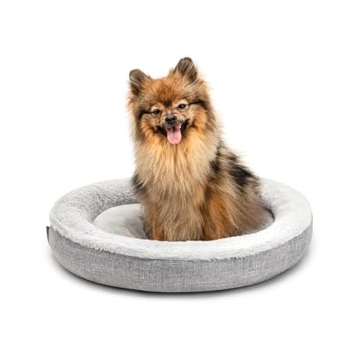 lionto Lit Chien Rond Coussin Chien Panier Chien Panier Chat Donut, 55 cm Ø Gris