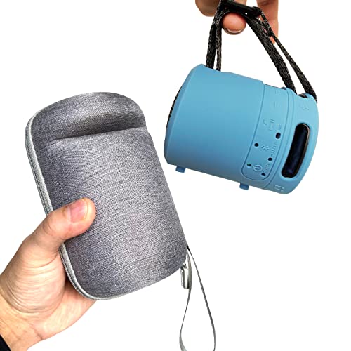 Silicone Cover and Hard Case for Sony SRS-XB13 Extra BASS Wireless Portable Compact Speaker, Carrying Cover Case for Sony SRS XB13 Speaker Accessories (Light Blue Cover+Grey Case)