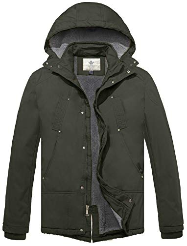 WenVen Chaqueta Gruesa de Algodón con Capucha para Hombres Verde Militar M