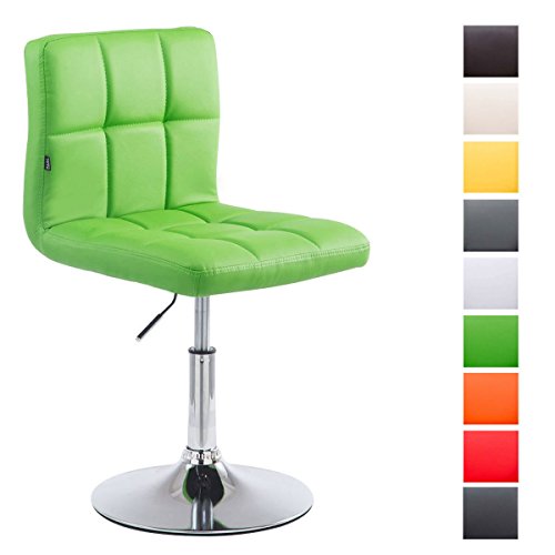 CLP Taburete Bajo Palma V2 En Simil Cuero I Silla Lounge Regulable En Altura & Giratoria I Butaca De Salón Moderna & Acolchado I Color: Verde
