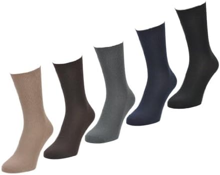 6 PAIRS Mens Big Foot Loose Top NON ELASTIC 100% Cotton Socks - Size 11-14 - No Elastic (Light Colours)