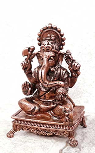 Image of Copper Idols, 2.4 inches, Copper Handmade Ganesh, 115 Grams, Patina Antique Finish, Pack of 1 Piece