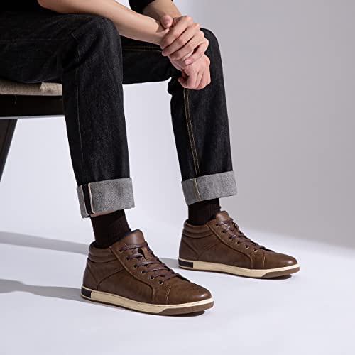 Jousen Men's Fashion Sneakers High Top Dress Sneakers Causal Shoes for Men (A81Q09 Darkbrown 10.5)