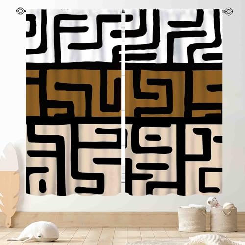 African Mudcloth Curtains, Bohemian Modern...