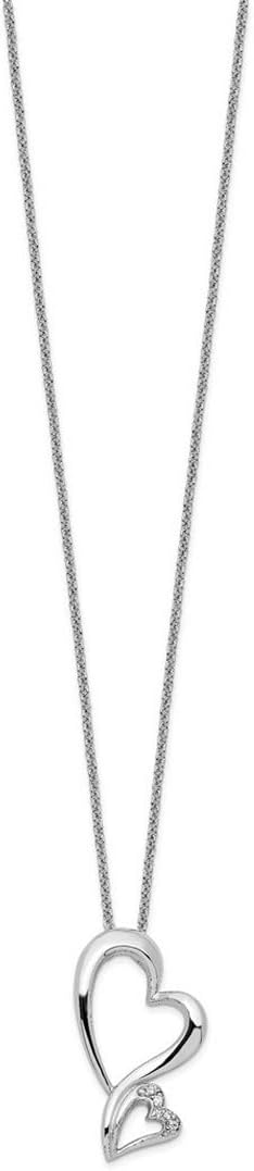JewelryWeb 925 Sterling Silver Polished Spring-Ring Cubic Zirconia Love Heart Necklace 18 Inch Pendant Necklace for Women - Image 3