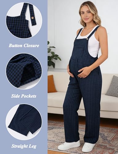 FEOYA Umstandsoverall Einteiler Schwangerschaft Latzhose Ärmellos Weiches Freizeit Baggy-Look Lange Hose für Schwangere XXL