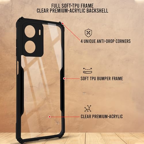 Image of Jkobi Back Case Cover for Vivo T2x (Shockproof with Polycarbonate Clear Panel | Professional Black)