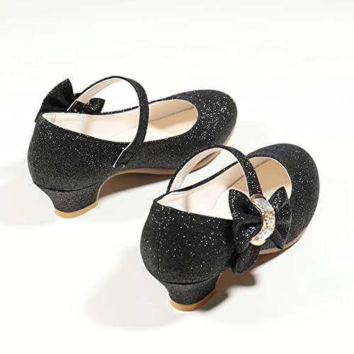 Cute Shoes for Girls Size 13 Fashion Kids Children Girls Spring PU Princess Dance Party Dress (Black, 12 Little Child)2