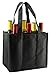 CYMA Reusable Non-Printed Wine Tote- 4 Pack (Black, 6 Bottle)