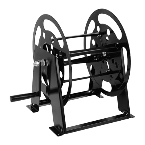 RV Extension Cord Storage Reel, Mountable Metal Reel Frame Holds Up To 200 Feet Of 15A (12/3 AWG), Power Cord Reel with Durable Bearings ＆ Foldable Handle