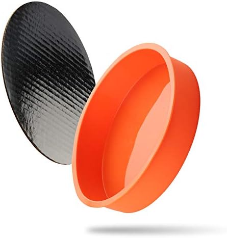 A Baker and Cook 3 Piece Round Silicone 7 ¼ Inch Cake Mold Baking Pan Set, Includes 5 Laminated Greaseproof Cardboard Cake Circles( 7.25" x 1.5", Orange)