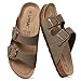 Litfun Unisex Cork Footbed Sandal Summer Slip On Slide Sandals with Adjustable Buckle for Women Men, Taupe (8-8.5 Women/6.5-7 Men)