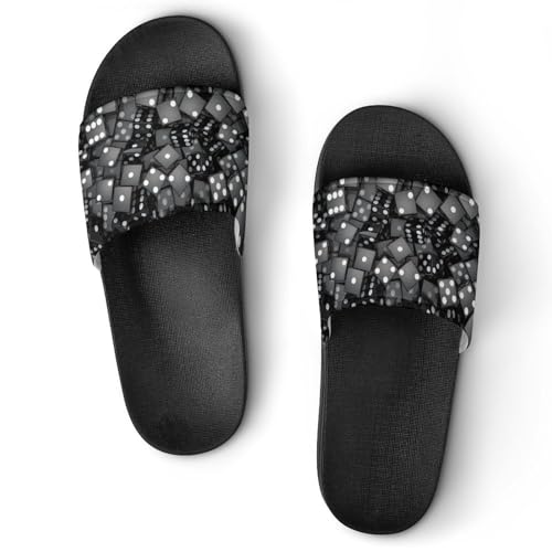 Black Dice PVC Slippers Sandals for Women Men Open Toe Soft Cushioned Non-Slip Sandal for Indoor Outdoor