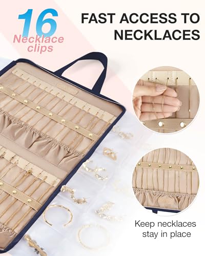 Bolsa portátil para joyas con compartimentos transparentes plegables que evitan nudos 4