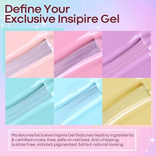 Modelones Pastel Gel Nail Polish Set, 6 Colors Spring Gel Polish Kit Pink Purple Nail Polish Gel Yellow Blue Gel Nail Polish Set Soak Off LED Nail Art Manicure Valentines Day Gifts for Women DIY Salon