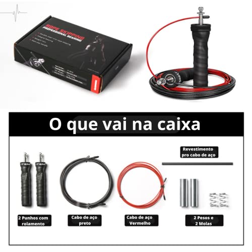Corda Pular Speed Rope Profissional pulsar sports com rolamento e dois cabos de aço tamanho ajustáve